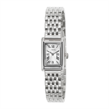 Stainless Steel Ladies Rectangle White Face Ladies Watch