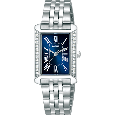 Ladies stainless Steel Blue Face With Stones On The Side Of The Face Dress Watch 50M