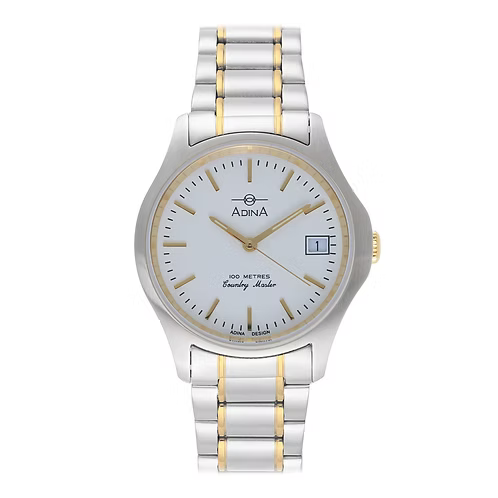 Mens 100M Oceaneer Two Tone White Face Index With Bracelet And Date
