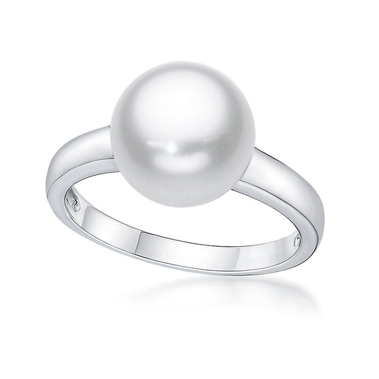 Sterling silver 9mm white pearl ring