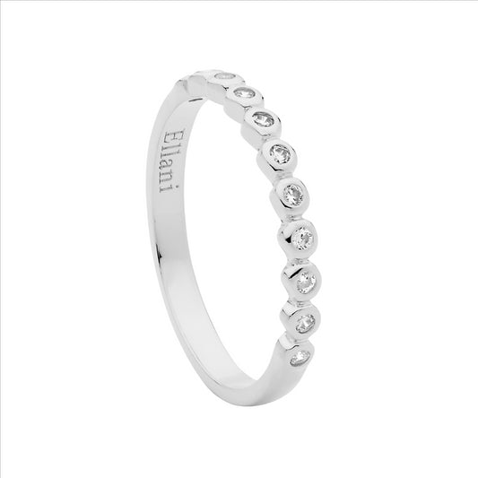 Sterling White Cubic Zirconia Bezel Set Ring