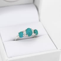 Sterling Silver Turquoise & Diamond Ring