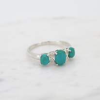 Sterling Silver Turquoise & Diamond Ring