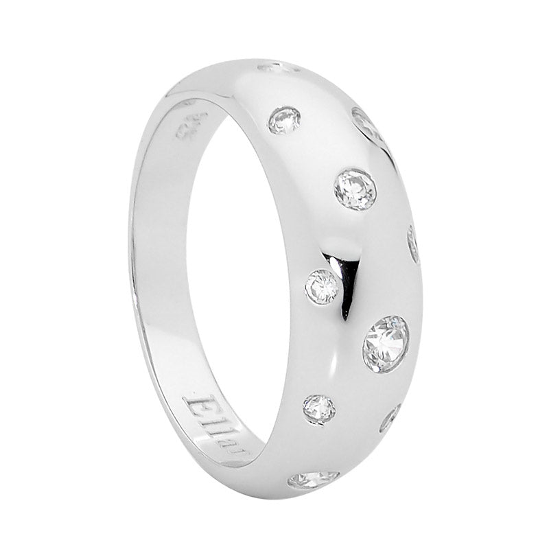 Sophisticated Ladies Sterling Silver Band Featuring Cubic Zirconia Set Within The Ring