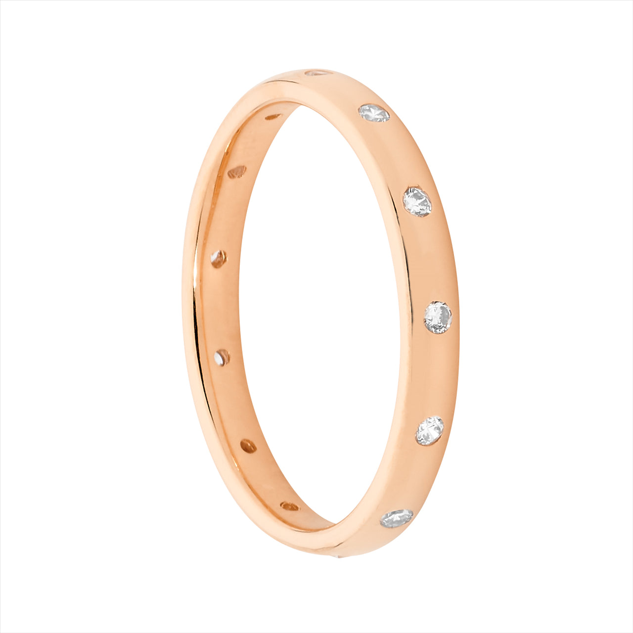 Sterling Silver Ring Plated With Rose Gold And Adorned With Cubic Zirconia