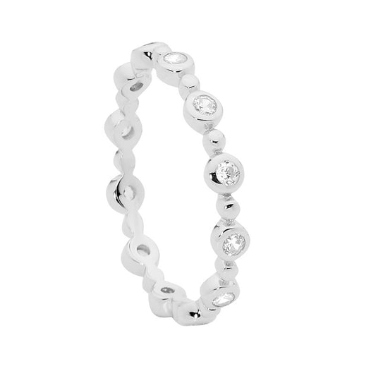 Sterling Silver Bezel Set Cubic Zirconia Band