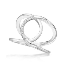 Sterling Silver U Link Centre Cz Ring