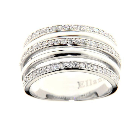 Sterling silver white cubic zirconia and plain multi band ring