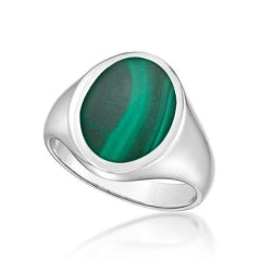 Sterling Silver Malachite Signet Ring