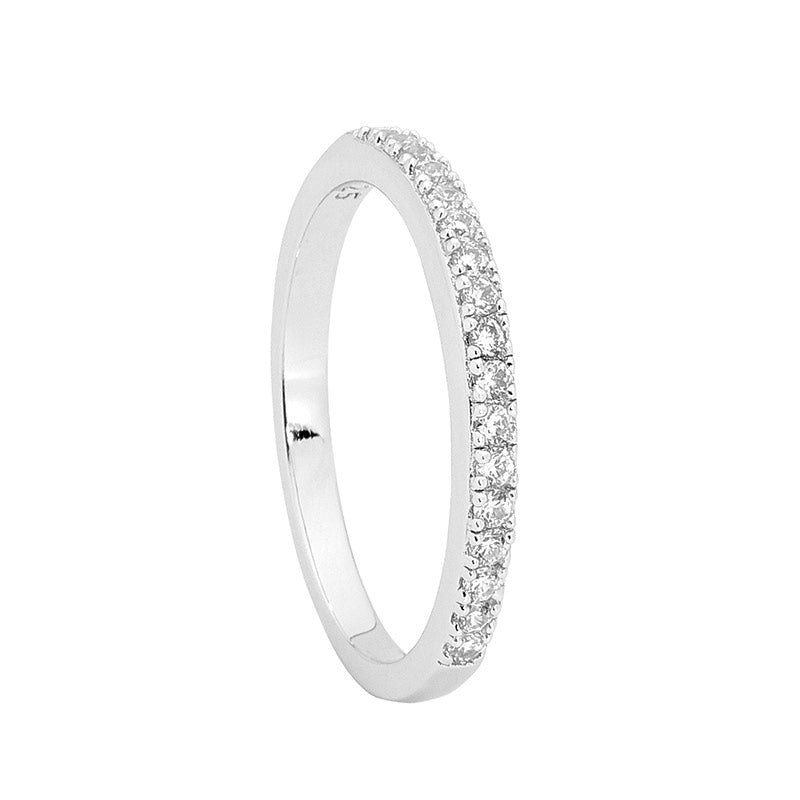 Sterling Silver Single Row White Cubic Zirconia Ring