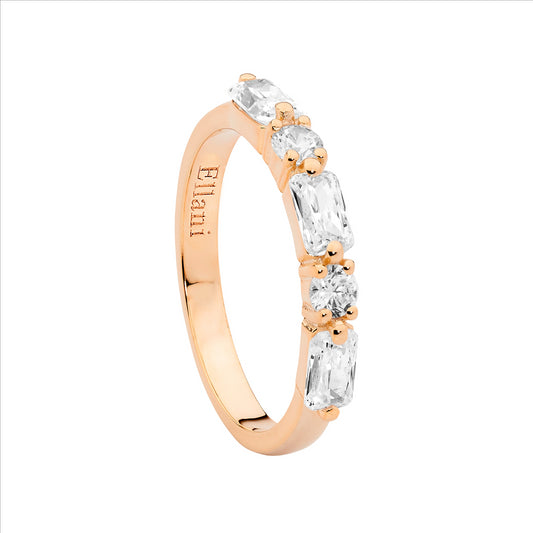 Sterling Silver Rose Gold Plated Cubic Zirconia Ring