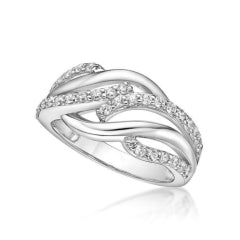 Sterlling Silver Cubic Zirconia Wide Ring