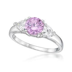 Sterling Silver Pink And White Cubic Zirconia Ring