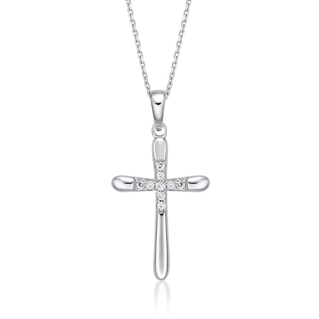 STERLING SILVER & CZ CROSS WITH CHAIN