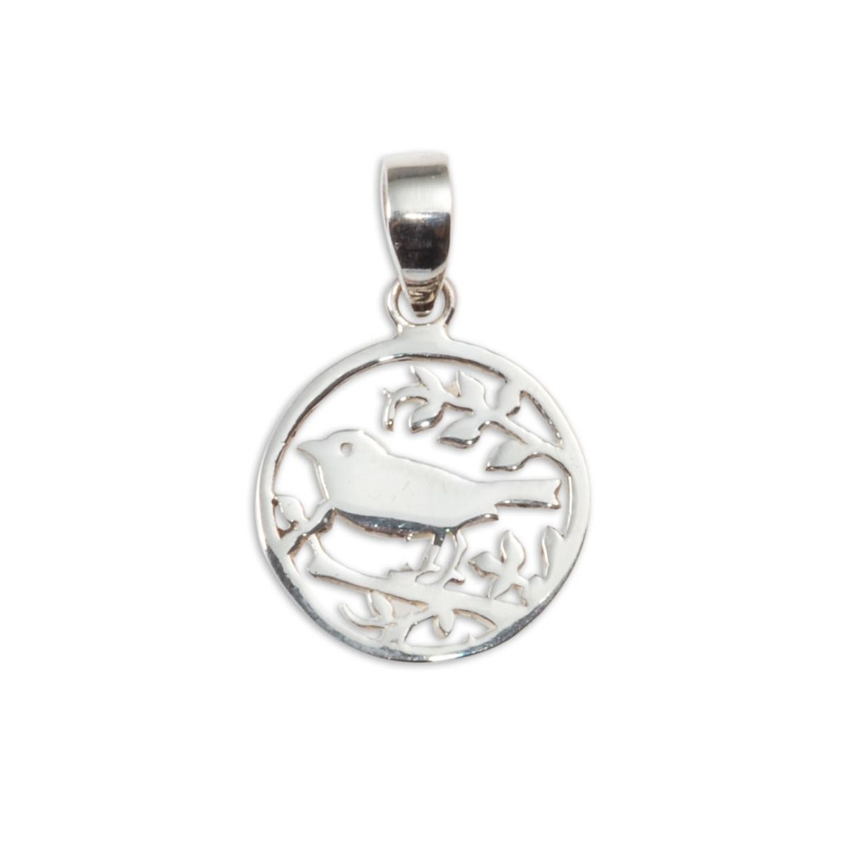 Sterling Silver Bird in Tree Pendant