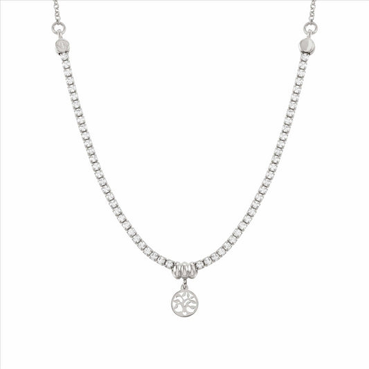 Sterling Silver Tree Of Life Cubic Zirconia Necklace