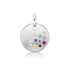 Sterling Silver Concave Random Rainbow Set Pendant With Chain