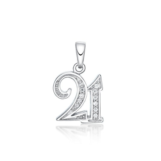 Sterling Silver Cubic Zirconia 21St Birthday Pendant