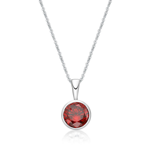 Sterling Silver 5Mm January Bezel With Pendant