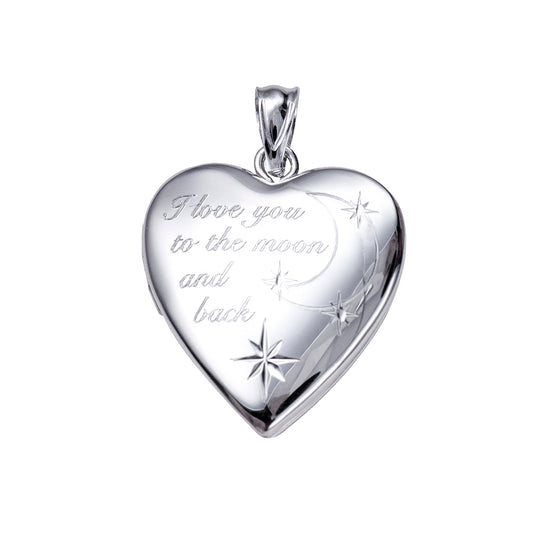 Sterling Silver 20Mm I Love You To The Moon And Back Heart Locket