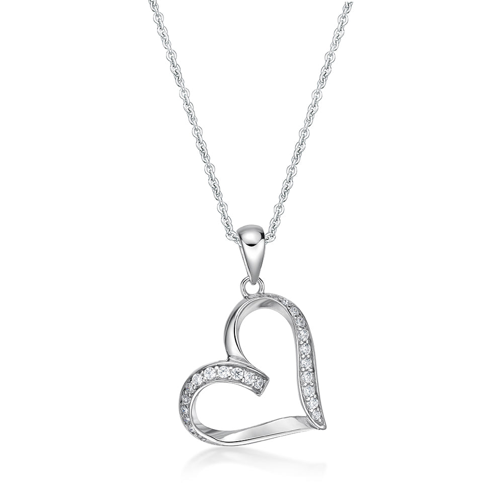 Sterling Silver Cubic Zirconia Heart Pendant