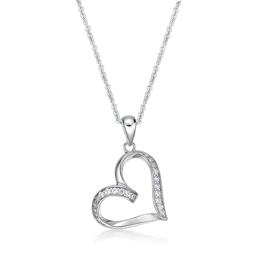 Sterling Silver Cubic Zirconia Heart Pendant