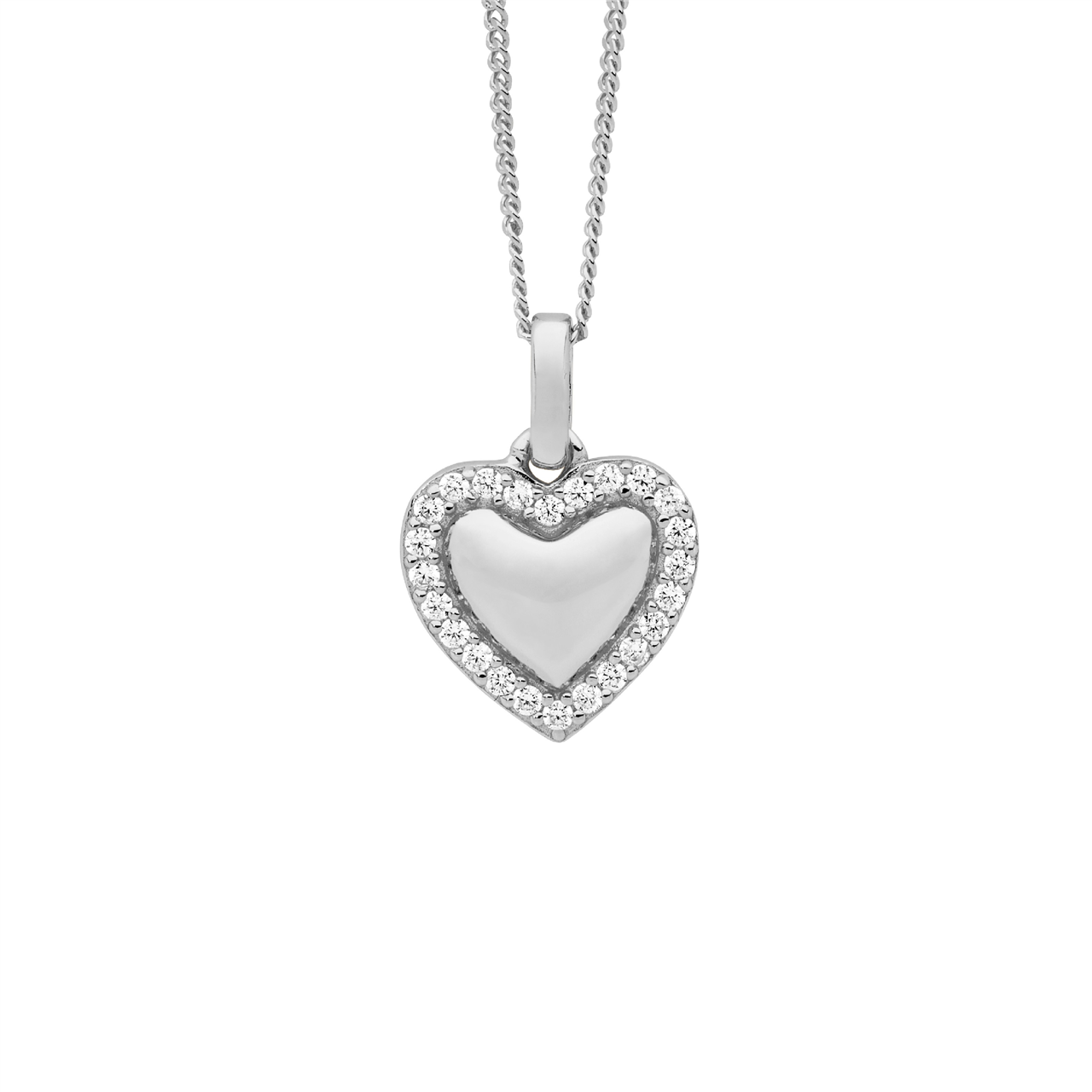 Ss 11Mm Heart Pendant W/Wh Cz Surround & Rose Gold Plating