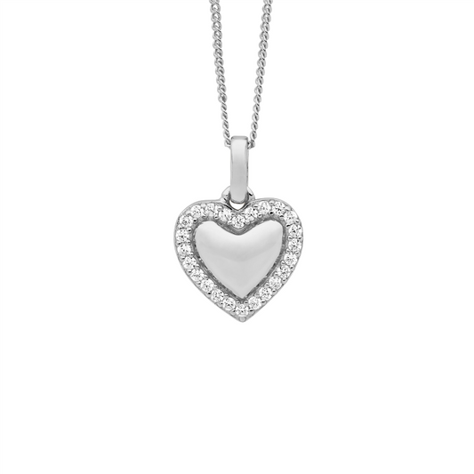 Ss 11Mm Heart Pendant W/Wh Cz Surround & Rose Gold Plating