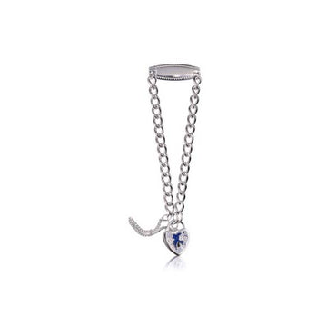 Sterling Silver Child Id Bracelt With A Blue Bird Padlock And Safety Chain