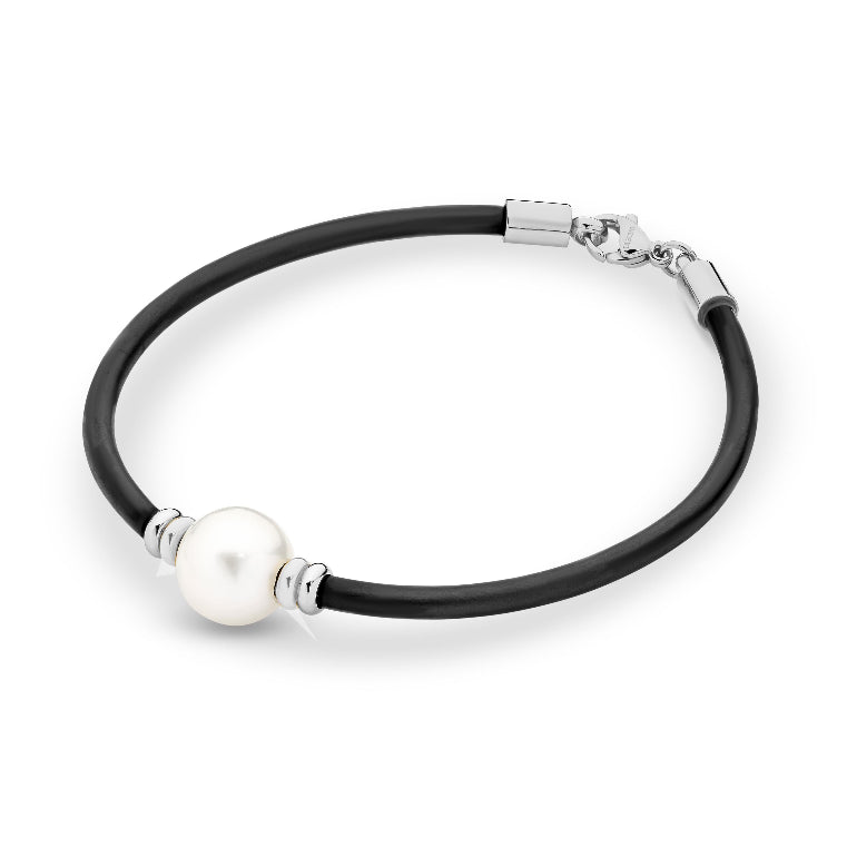 S/steel black neo edi nr round 11-12mm bracelet 19cm