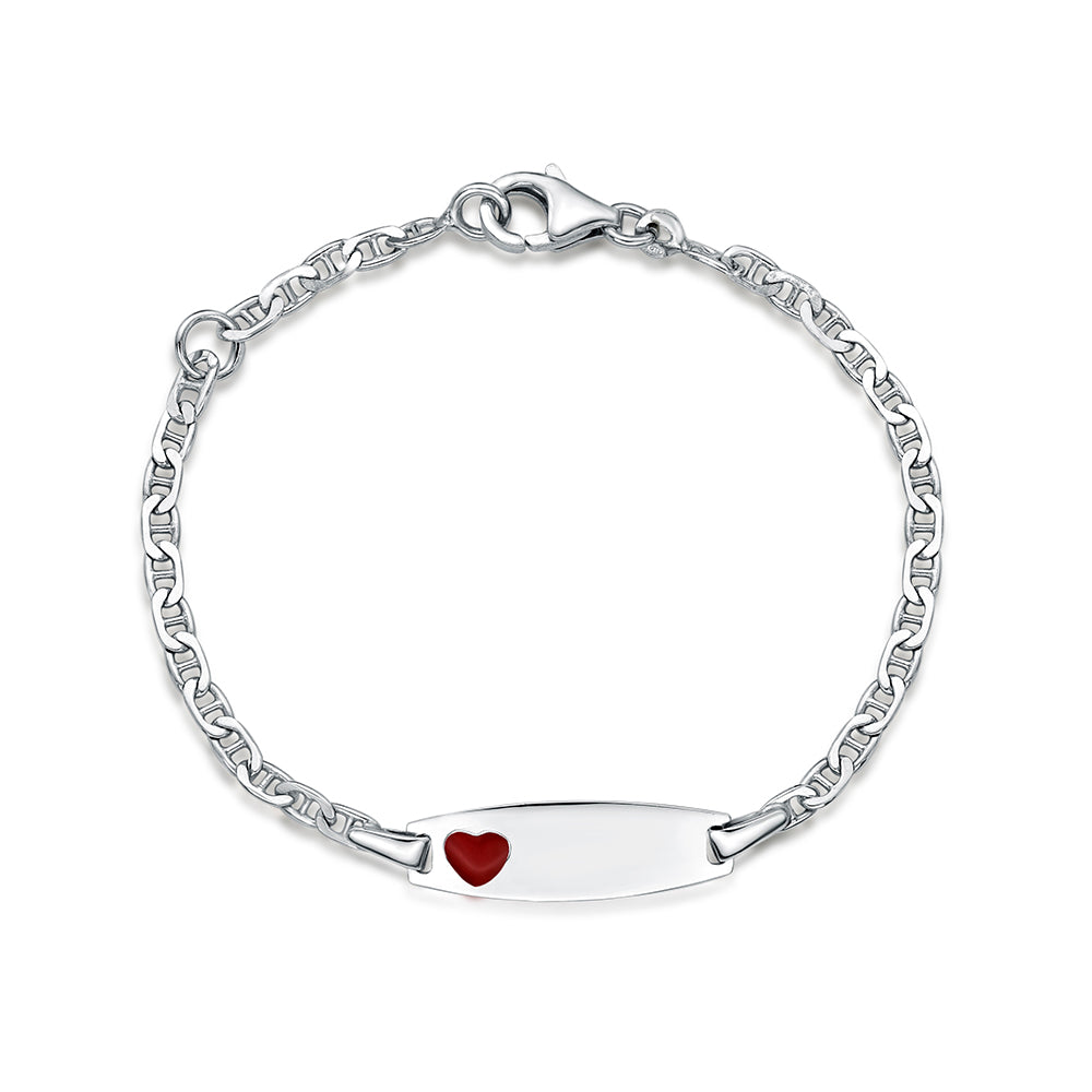 Sterling Silver Kiddies Bracelet Red Heart 16Cm
