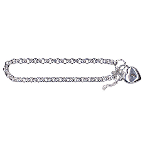 Sterling Silver Belcher Cz Padlock Bracelet