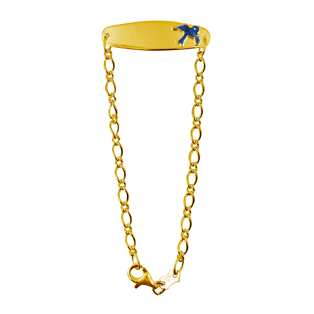 Sterling Silver Baby Id Oval Figaro 15Cm Bracelet