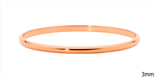Stainless steel rose gold ion plated 3mm bangle size 65mm