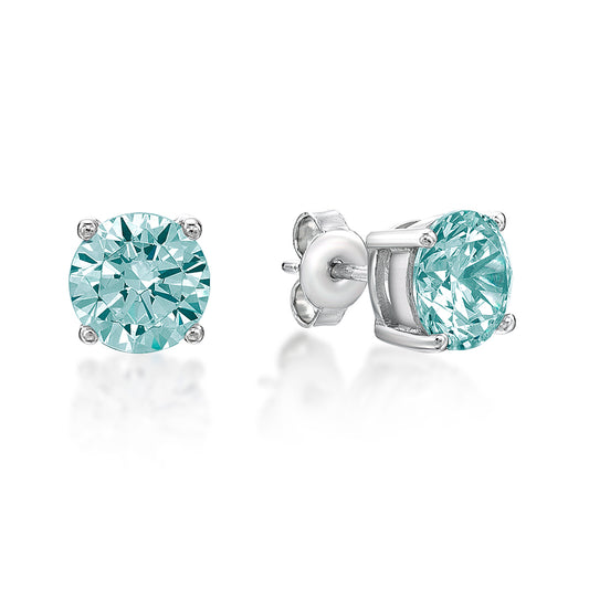 Sterling Silver 5Mm Claw Set Stud March Birthstone