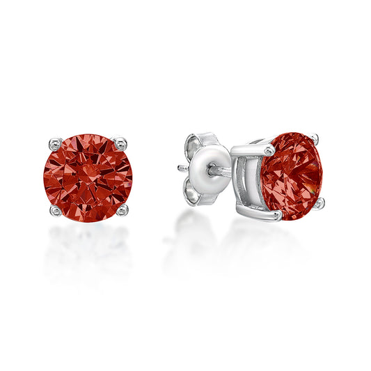 Sterling Silver 5mm Claw Red Cubic Zirconia Studs
