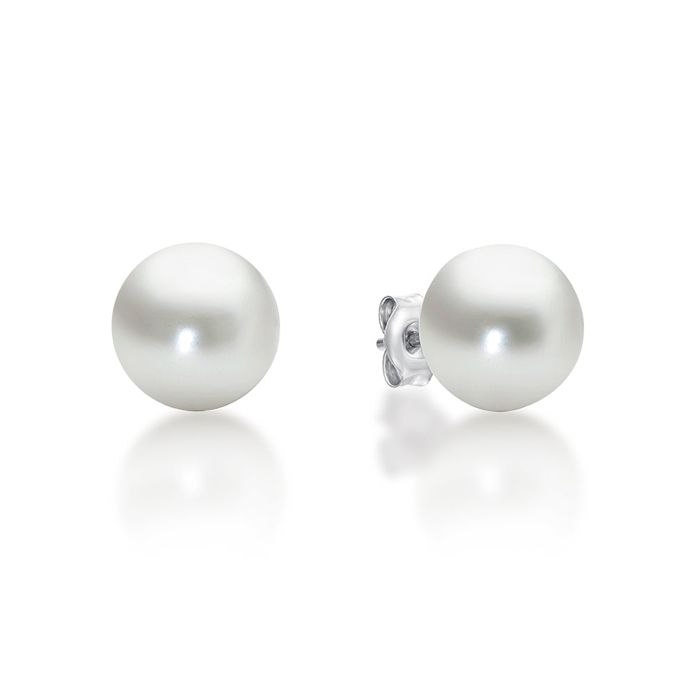 10X10.5Mm Fresh Water Pearl Wht Button Stud