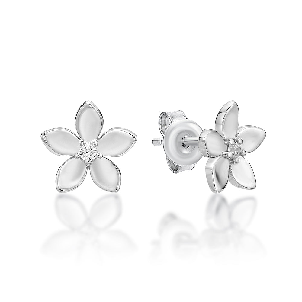 Sterling Silver Studs Cz Ctr All Polished
