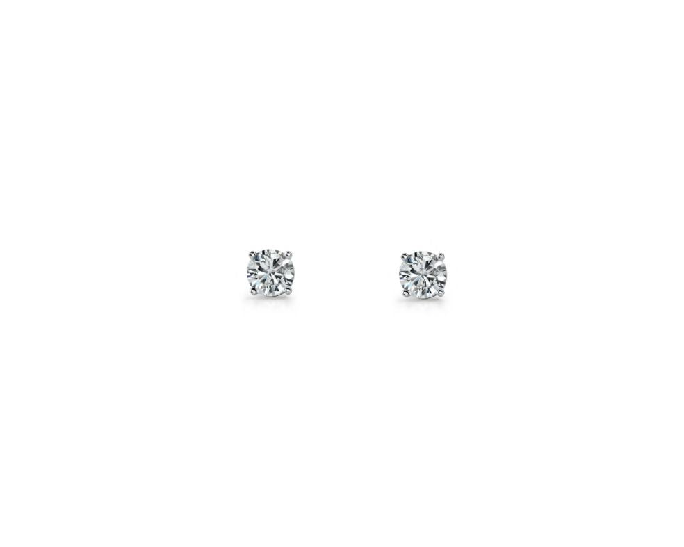 Sterling Silver Round White Cubic Zirconia Claw Set Studs