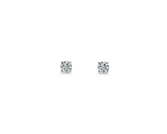 Sterling Silver Round White Cubic Zirconia Claw Set Studs