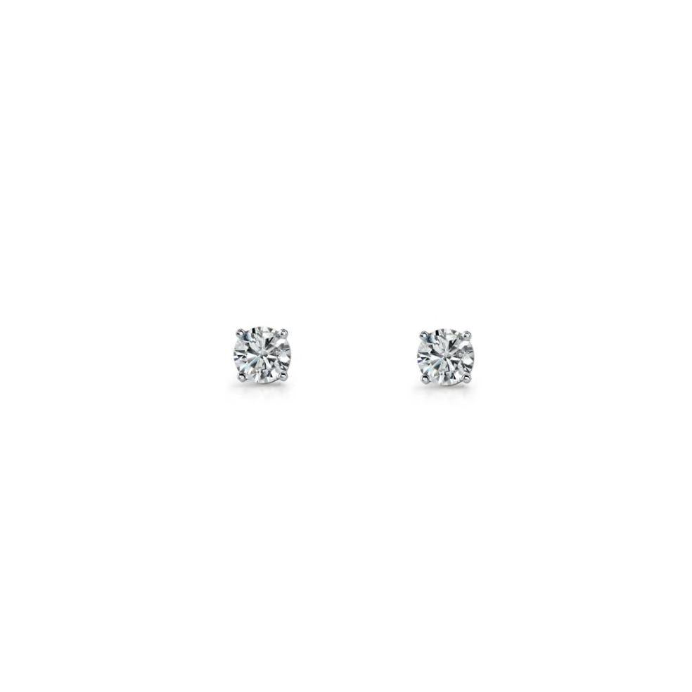 Sterling Silver Stud Earrings Featuring 4Mm Round White Cubic Zirconia In A Claw Setting