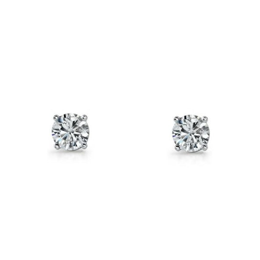 These exquisite stud earrings are crafted from high-quality sterling silver and feature a stunning 5mm round white gemstone securely held in place by a classic claw setting.
