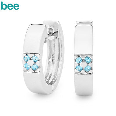 Sterling Silver Blue Cubic Zirconia Huggies