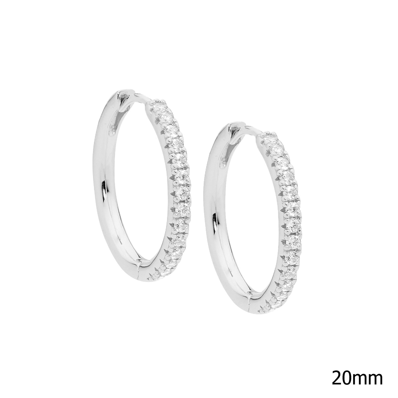 20mm Huggie Earrings for Women Featuring White Cubic Zirconia