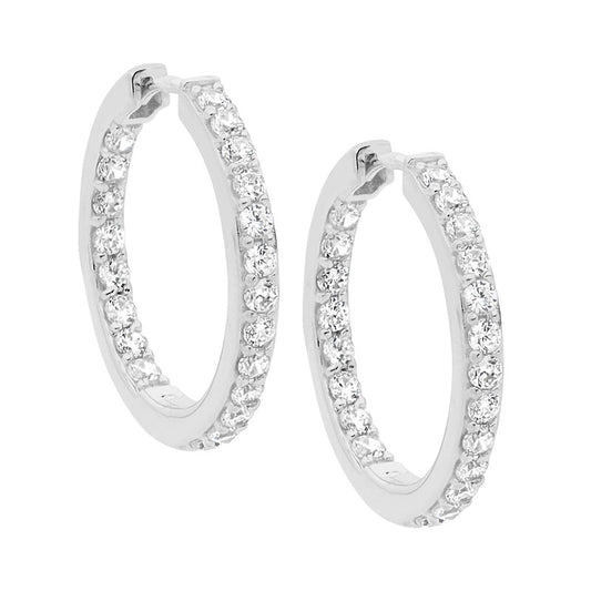 SS WH CZ Inside Out 23mm Rnd Hoops - RRP $129