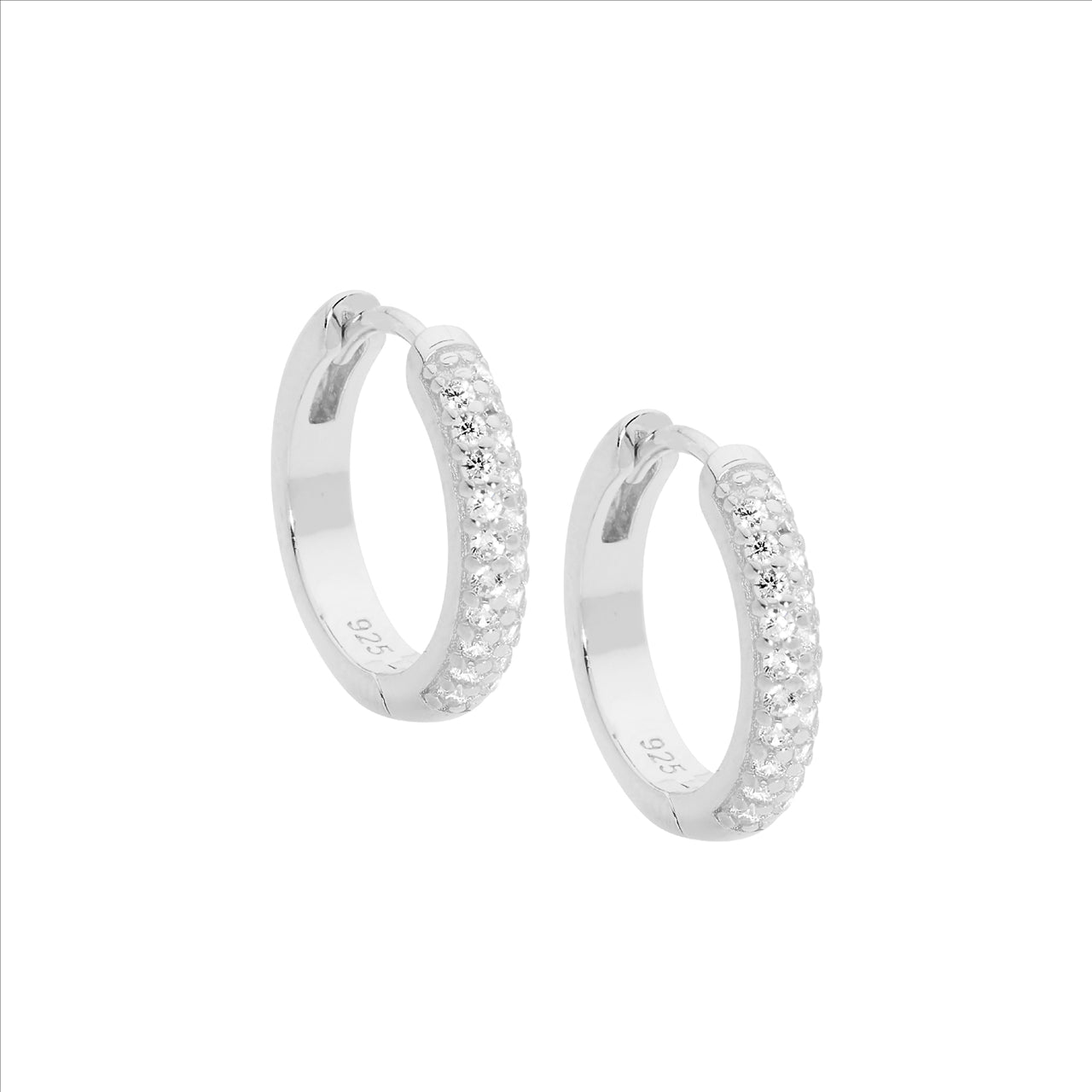 Sterling silver cubic zirconia pave set 16mm huggie earrings