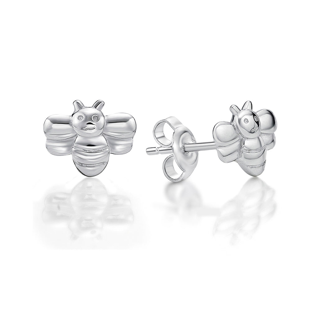 Sterling silver bumble bee studs