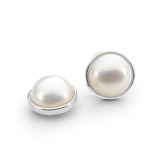 Adeline Studs - Ikecho S/S White Mabe 10Mm Stud Earrings