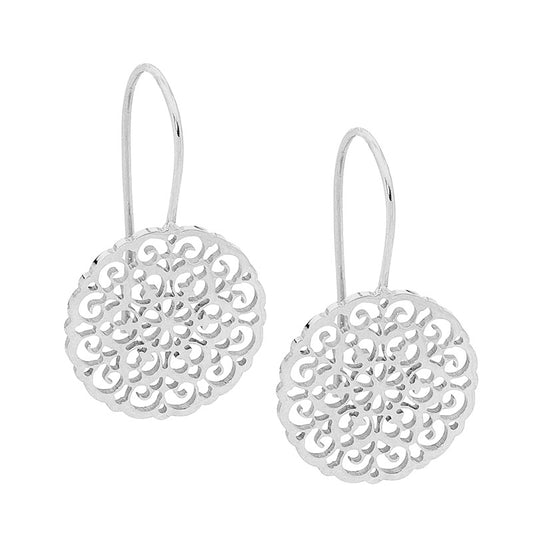 Stainless Steel Filigree Disk earrings
