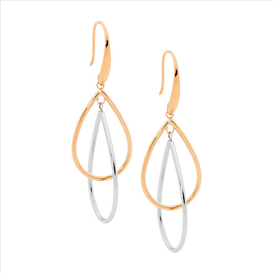 Double Open Tear Earrings Made Of Stainless Steel With Rose Gold Ip Plating
